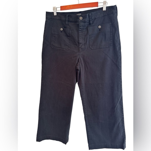 J Crew Black Wide Leg Patch Pocket Crop Pants Size 31 - Picture 3 of 9